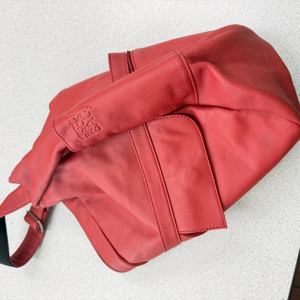 AmeriBag Healthy Back Bag Red Leather Ergonomic Sling Backpack Medium